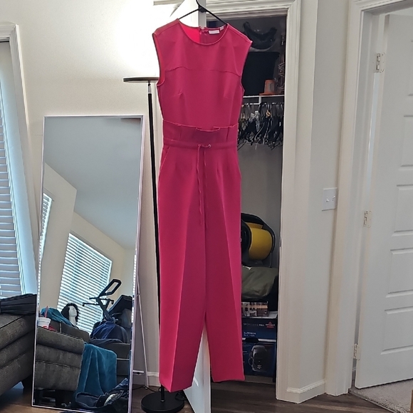 New York & Company Vibrant Pink Jumpsuit - Picture 1 of 3